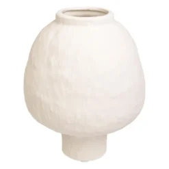 QUVIO Japandi vaas bolvormig keramiek - Gebroken wit - 21 cm