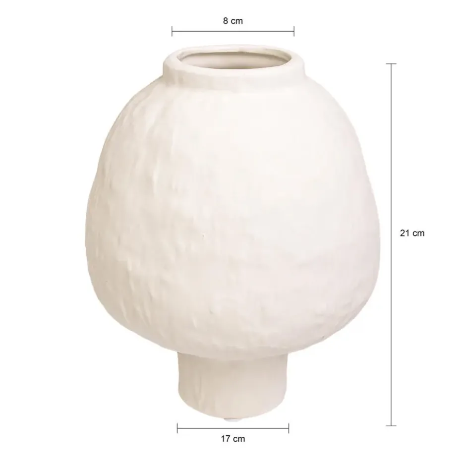QUVIO Japandi vaas bolvormig keramiek - Gebroken wit - 21 cm