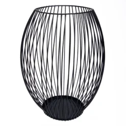 QUVIO Kaarsenhouder met frame - 24 cm - Rond - Metaal - Zwart