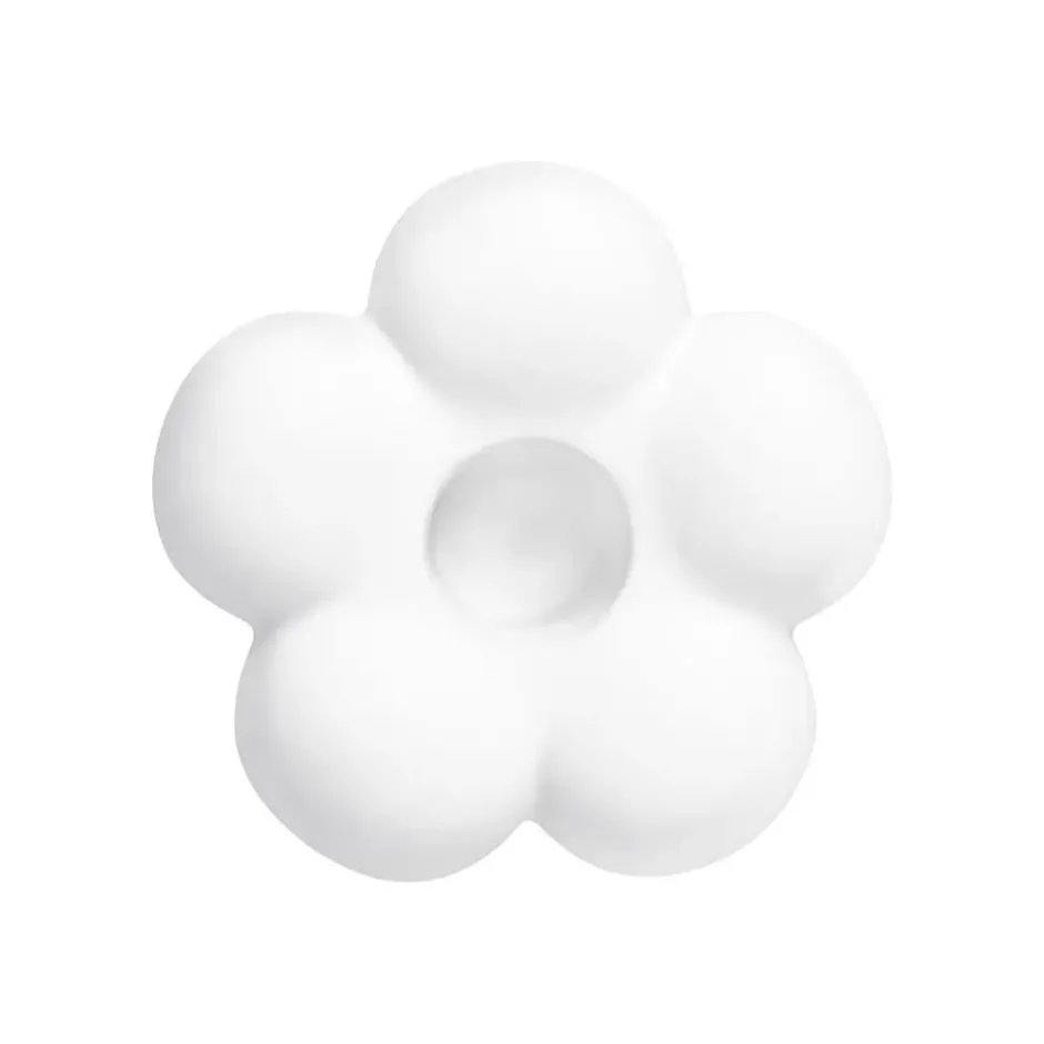 QUVIO Kandelaar bloemvorm - Klein - Keramiek - ø8,7 cm - Wit