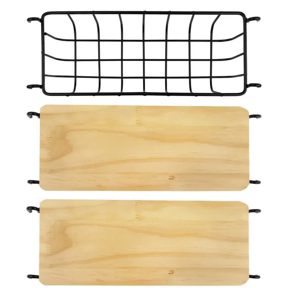 QUVIO Keukenrek wand staal en hout - Zwart en bruin