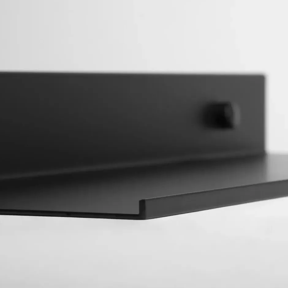 QUVIO Metalen muur plank - Zwart - 60 cm