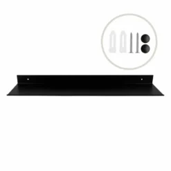QUVIO Metalen muur plank - Zwart - 60 cm