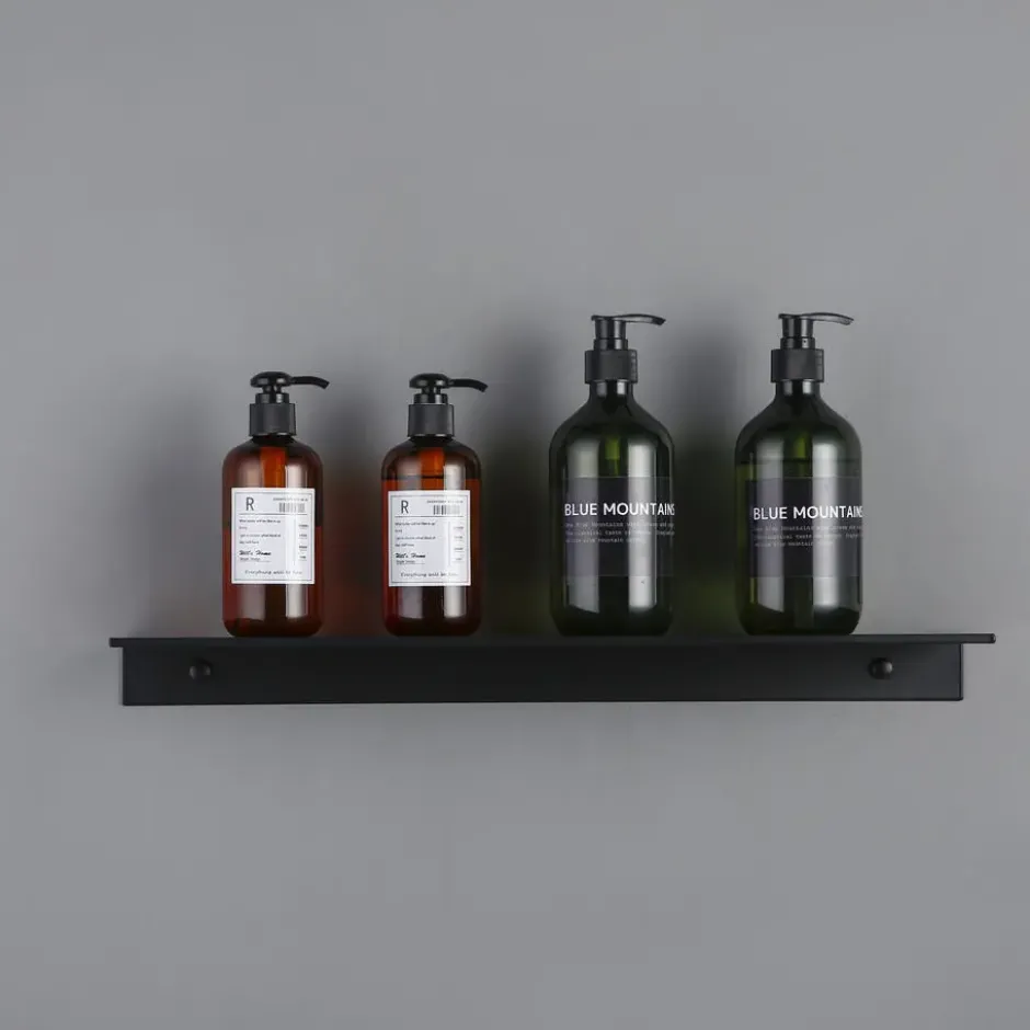 QUVIO Metalen muur plank - Zwart - 40 cm