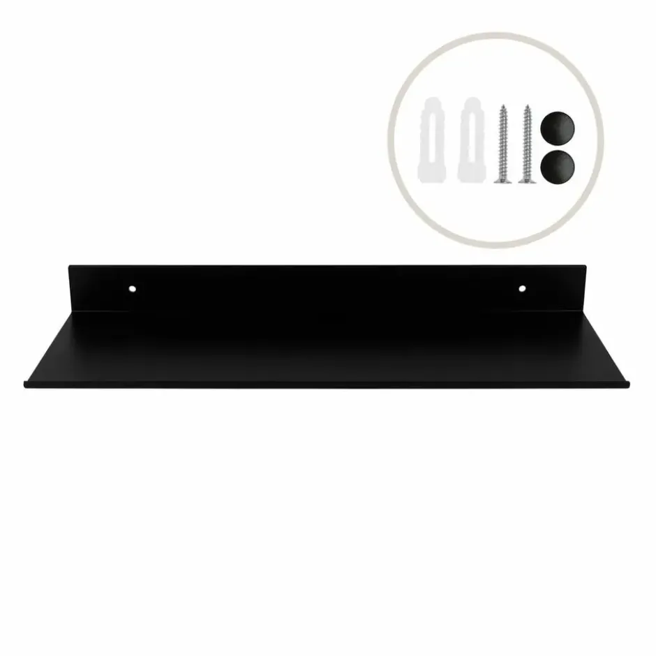 QUVIO Metalen muur plank - Zwart - 40 cm