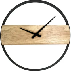 QUVIO Minimalistische klok bruin en zwart
