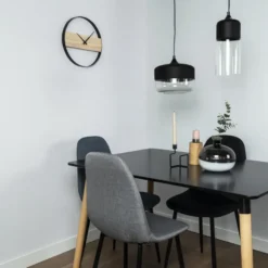 QUVIO Minimalistische klok bruin en zwart