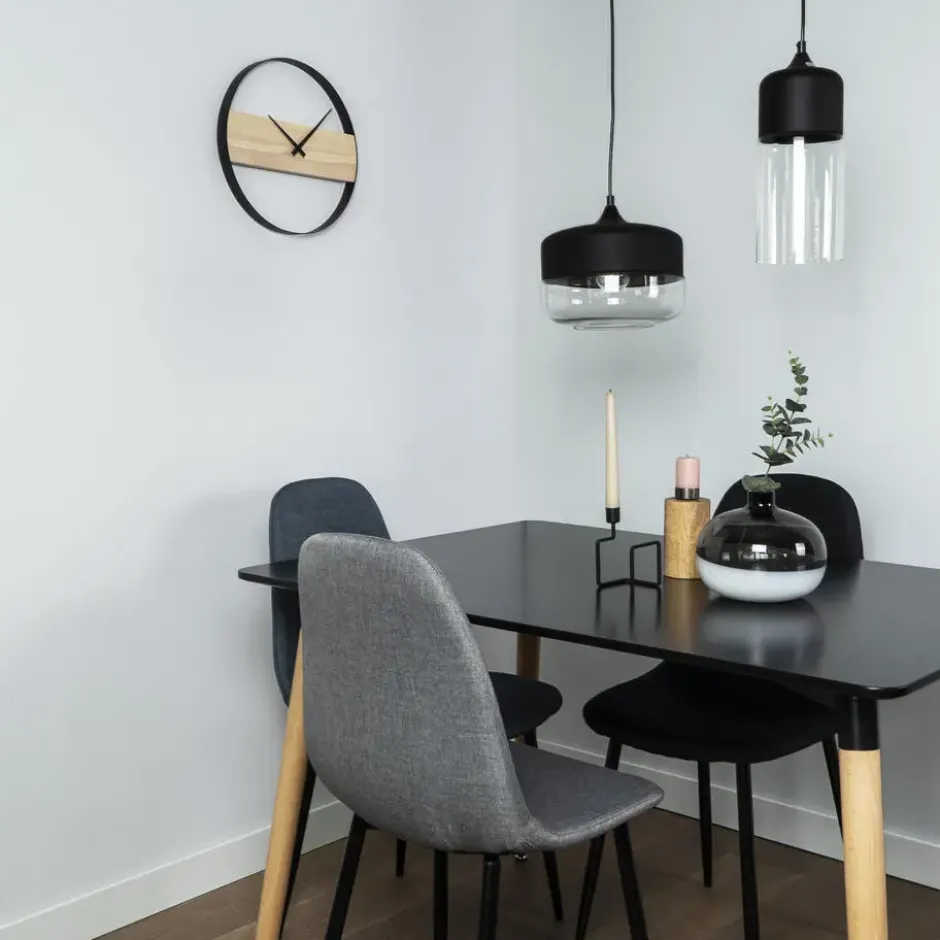 QUVIO Minimalistische klok bruin en zwart