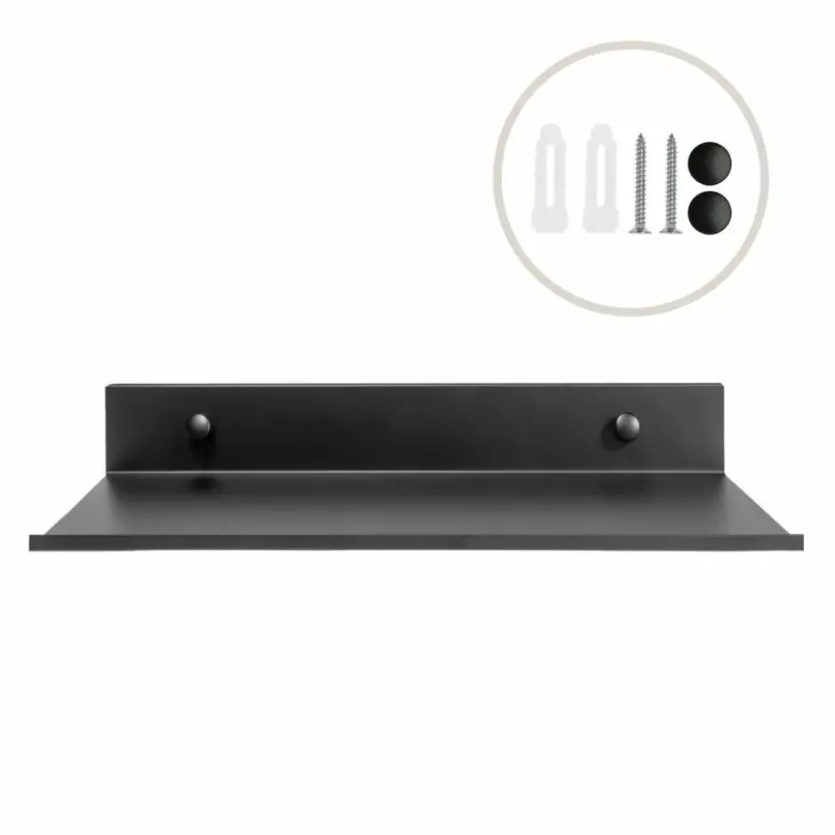 QUVIO Muur plank staal - Zwart