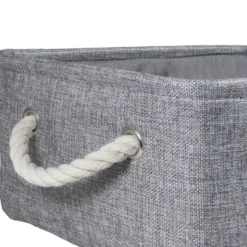QUVIO Opbergmand met handvaten van touw - Grijs - M - Set van 2