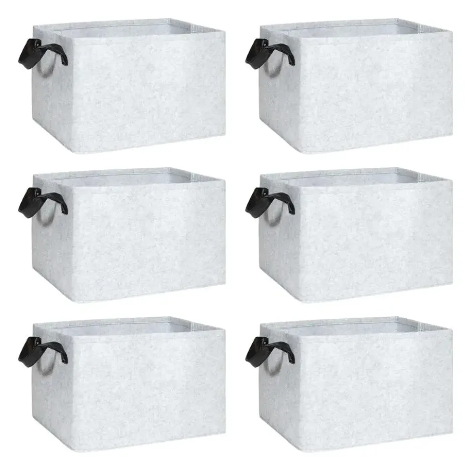 QUVIO Opbergmand Vilt - Grijs - Set van 6