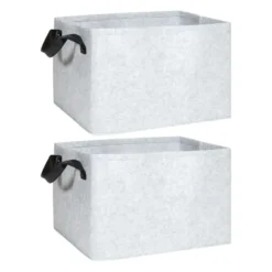 QUVIO Opbergmand Vilt - Grijs - Set van 2