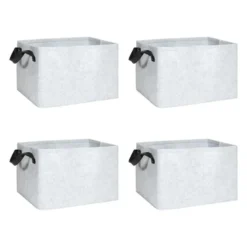 QUVIO Opbergmand Vilt - Grijs - Set van 4
