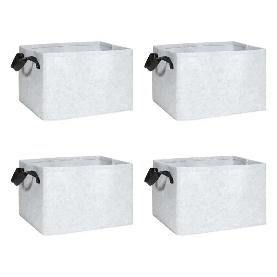 QUVIO Opbergmand Vilt - Grijs - Set van 4
