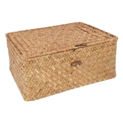 QUVIO Opbergmand - 29 x 19 x 12 cm - Rotan - Bruin