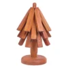 QUVIO Pannenonderzetters - Boomvormige standaard - Set van 3 - Hout