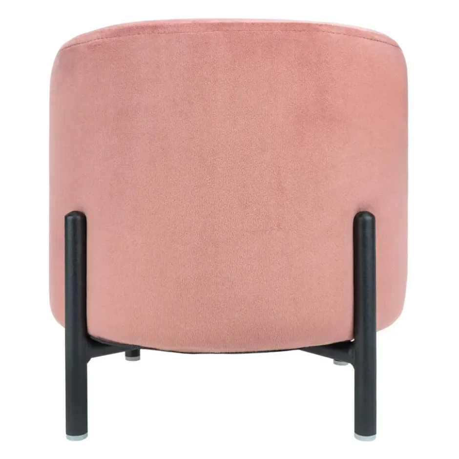 QUVIO Poef met vier metalen poten - Velvet - Vintage roze