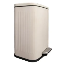 QUVIO Prullenbak 13 L - Rechthoekig afgerond - Metaal - Beige