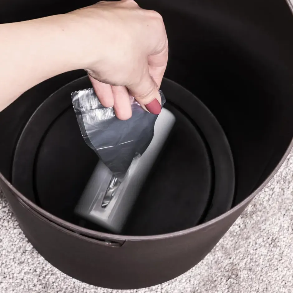 QUVIO Prullenbak plastic met binnenemmer - 12 L - Donker grijs
