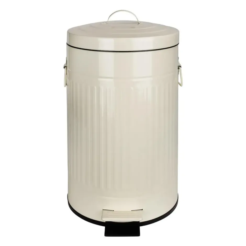 QUVIO Prullenbak retro - 12 L - Metaal - Beige