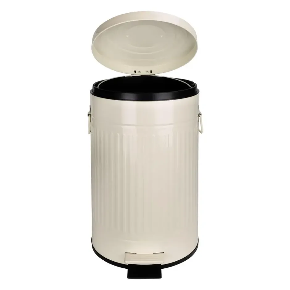 QUVIO Prullenbak retro - 12 L - Metaal - Beige
