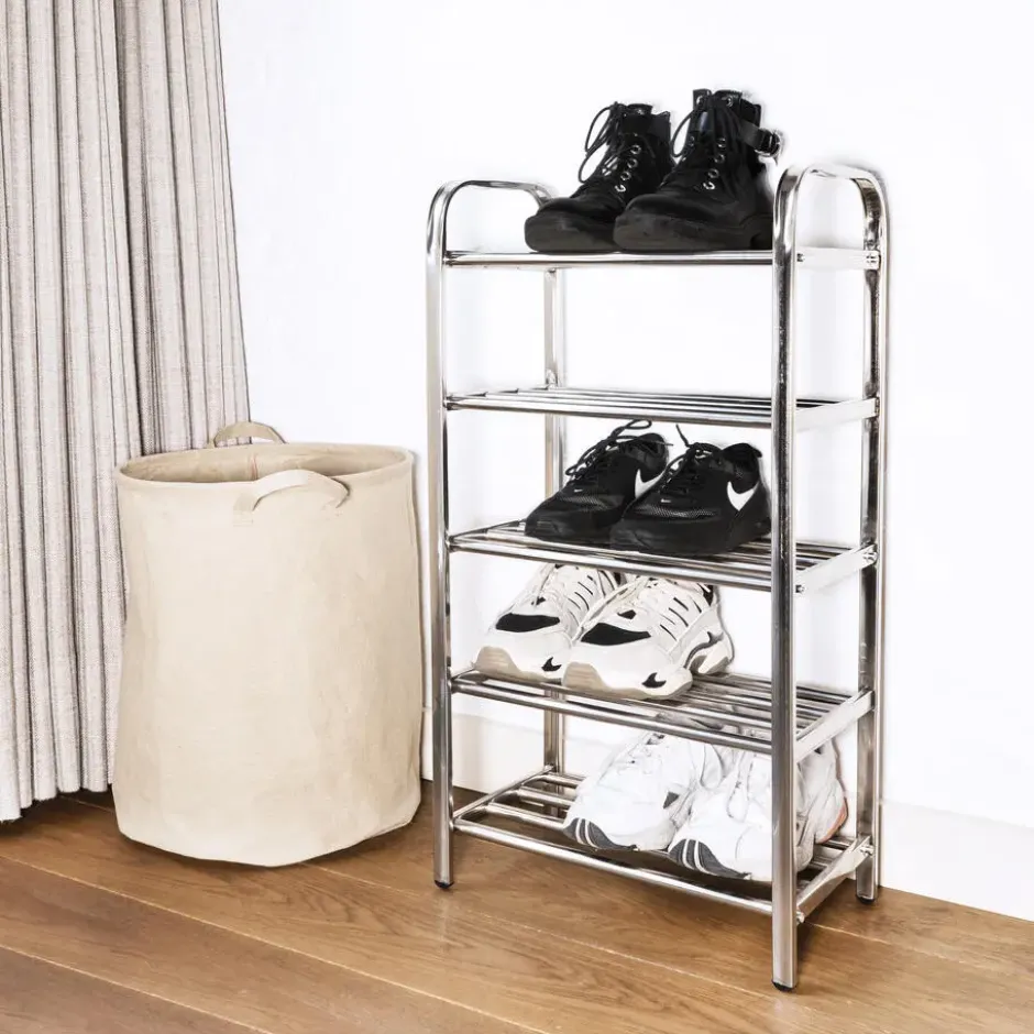 QUVIO Schoenenrek RVS met 5 planken