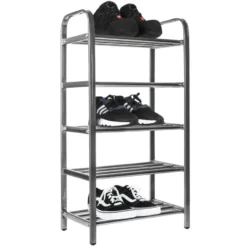 QUVIO Schoenenrek RVS met 5 planken