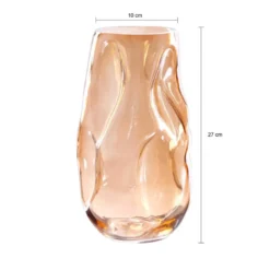 QUVIO Vaas gekreukt - Maat L - Glas - Beige