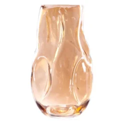 QUVIO Vaas gekreukt - Maat L - Glas - Beige