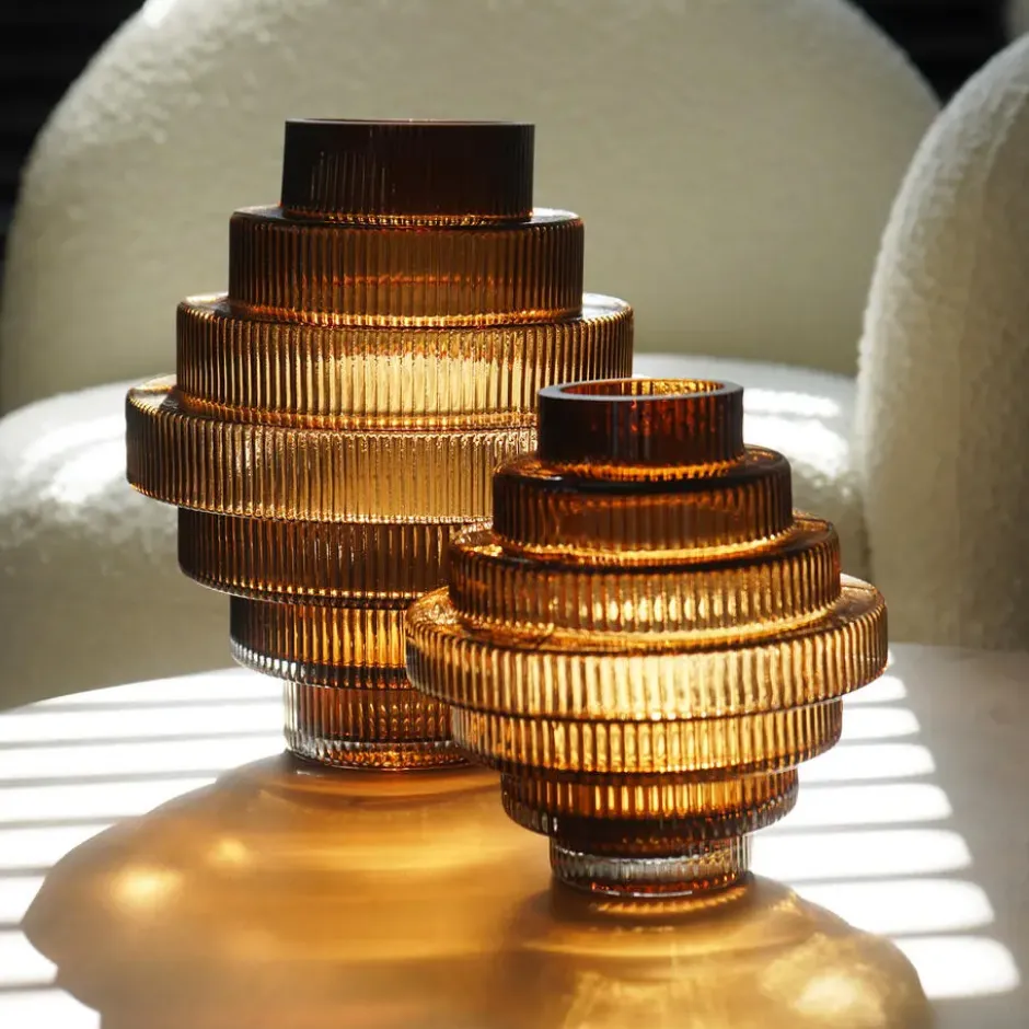 QUVIO Vaas – Glas – Bruin – Maat L