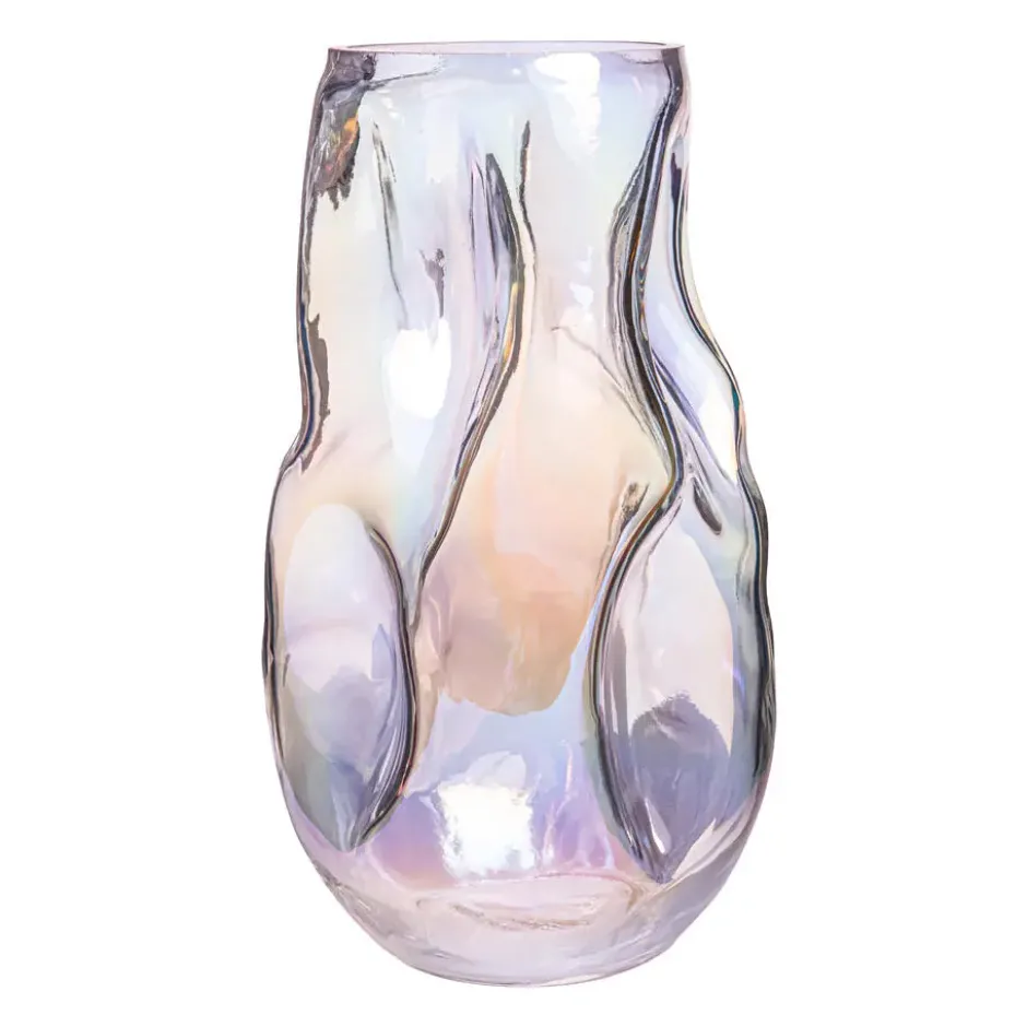 QUVIO Vaas ingedeukt – Maat L – Glas - Parelmoer