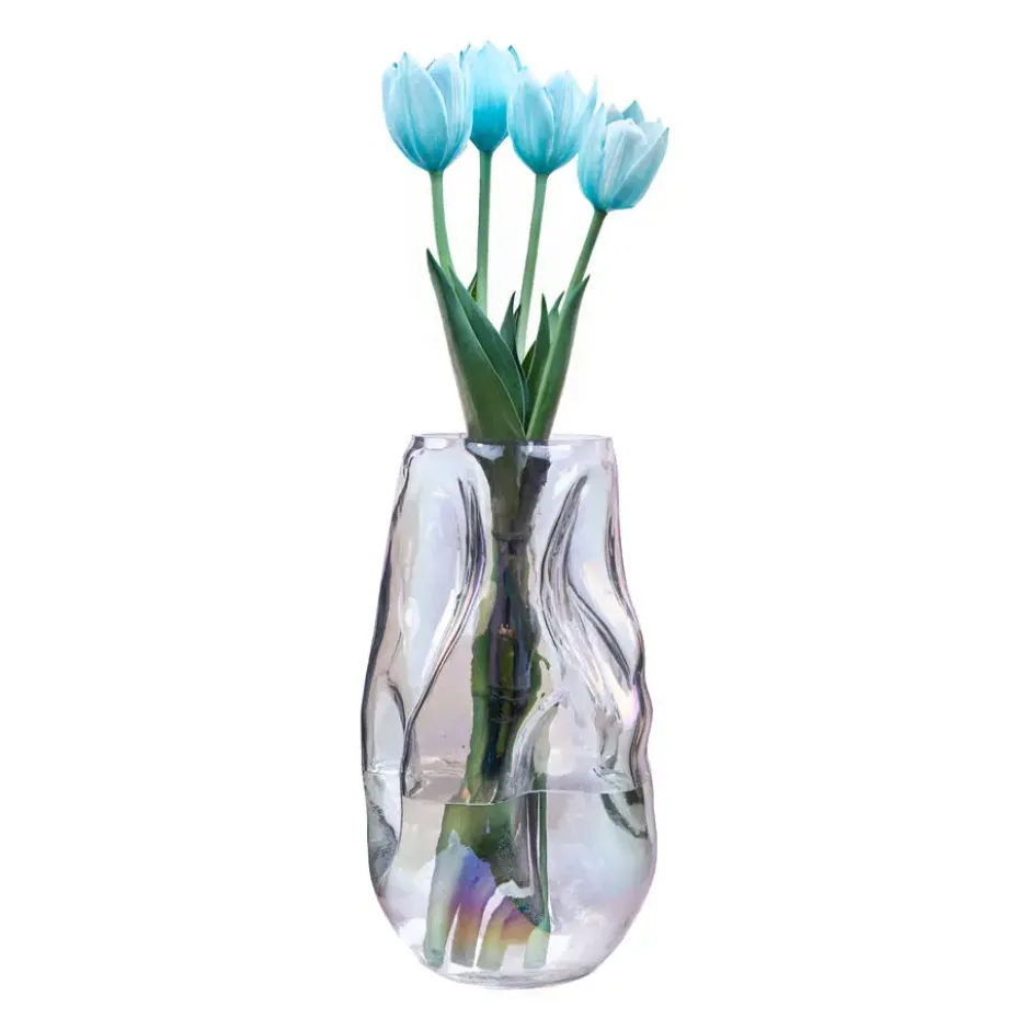 QUVIO Vaas ingedeukt – Maat L – Glas - Parelmoer