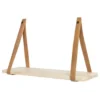 QUVIO Wandplank met leren riemen – Hout – PU leer – 16 x 50 x 25 cm