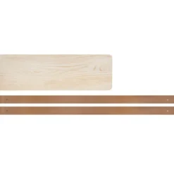 QUVIO Wandplank met leren riemen – Hout – PU leer – 16 x 50 x 25 cm