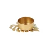 QUVIO Waxinelichthouder op een blad - 8 x 6 x 2 cm - Metaal - Goud