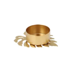 QUVIO Waxinelichthouder op een blad - 8 x 6 x 2 cm - Metaal - Goud