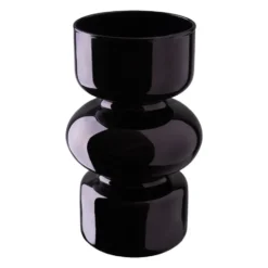QUVIO Zandloper vaas - Glas - ø9x18 cm - Zwart
