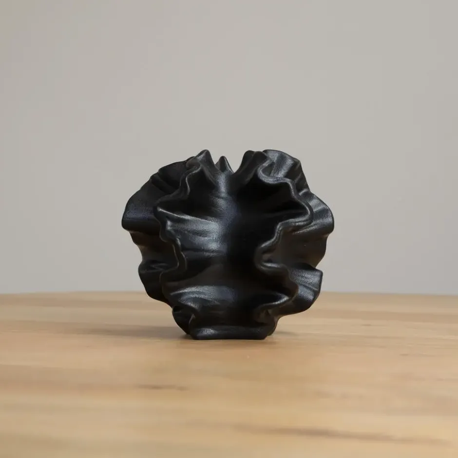 QUVIO Zwarte vaas – Keramiek – Coral – 15x15x16 cm - Zwart