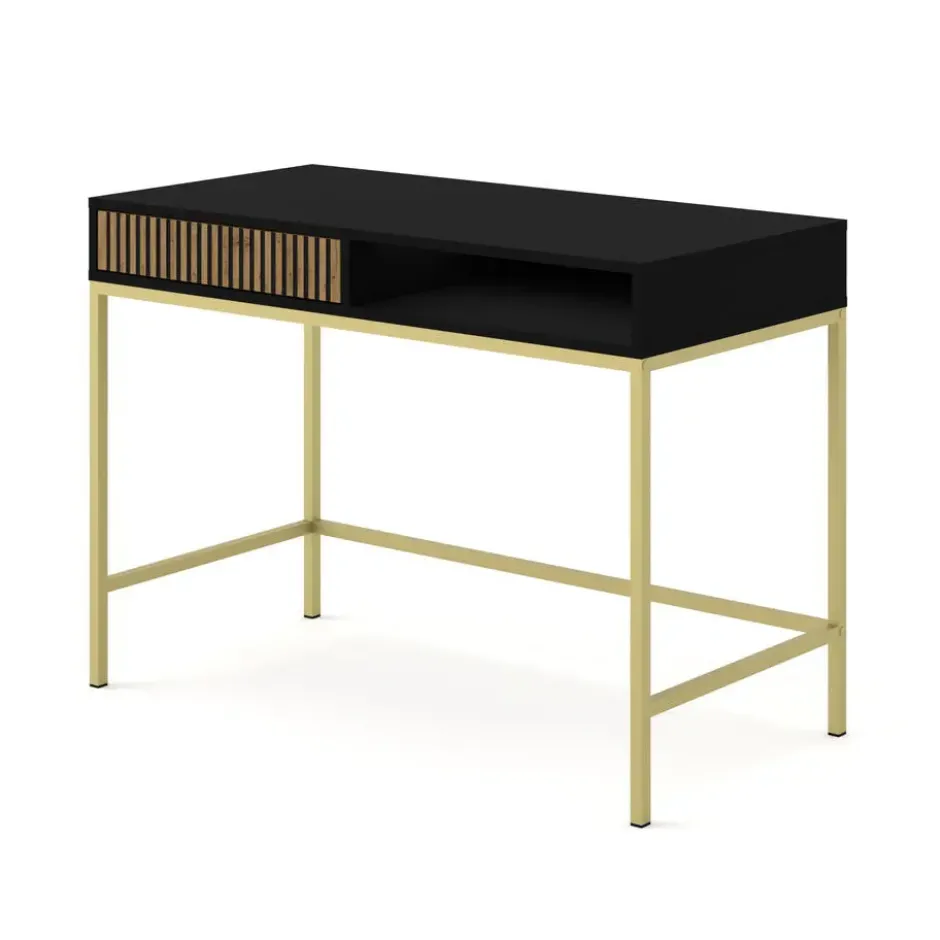 Ravenna Kaptafel - Mat zwart / Artisan eik- Metaal