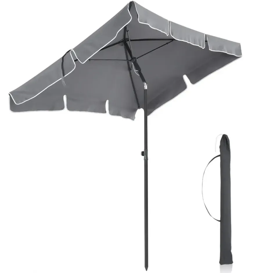 Rechthoekige Parasol - Kantelbaar- Bescherming - 200 x 125 cm - Grijs