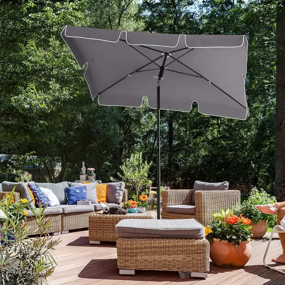 Rechthoekige Parasol - Kantelbaar- Bescherming - 200 x 125 cm - Grijs