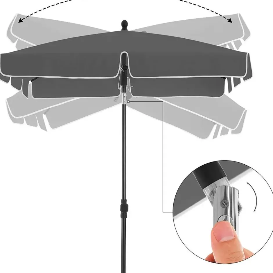 Rechthoekige Parasol - Kantelbaar- Bescherming - 200 x 125 cm - Grijs