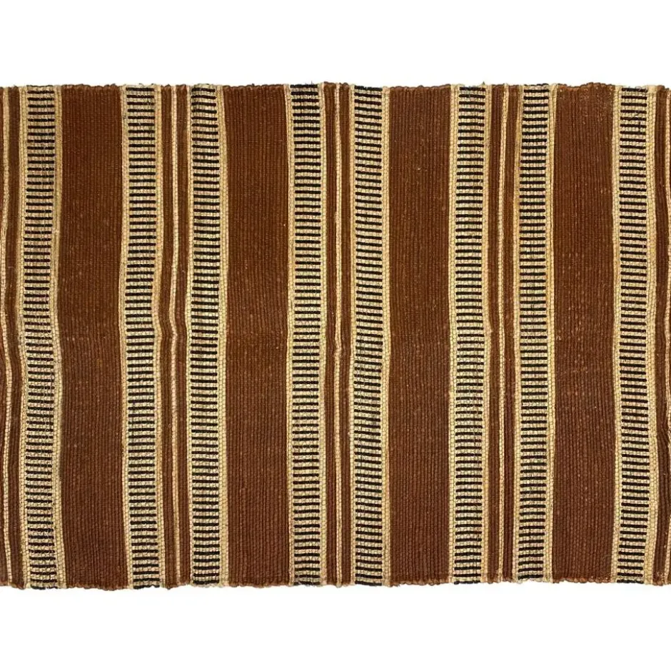 Rechthoekig katoenen tapijt met bruine en ecru motieven 120 x 180 cm