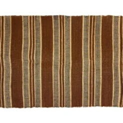 Rechthoekig katoenen tapijt met bruine en ecru motieven 90 x 60 cm