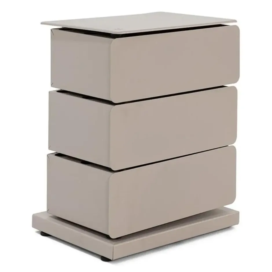 Redin Design Rodman industrieel Schoenenkast 3 lade Taupe metaal 37x26x54.5