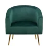 Retro stijl groene fluwelen en metalen salon fauteuil