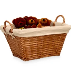 Rieten opberg mand - gevlochten riet - bruin - 52 x 35 x 30 cm