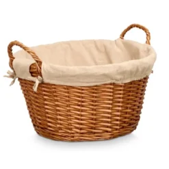 Rieten opberg mand - gevlochten riet - bruin - 51 x 45 x 28 cm