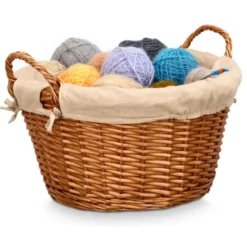 Rieten opberg mand - gevlochten riet - bruin - 51 x 45 x 28 cm