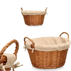 Rieten opberg mand - gevlochten riet - bruin - 51 x 45 x 28 cm